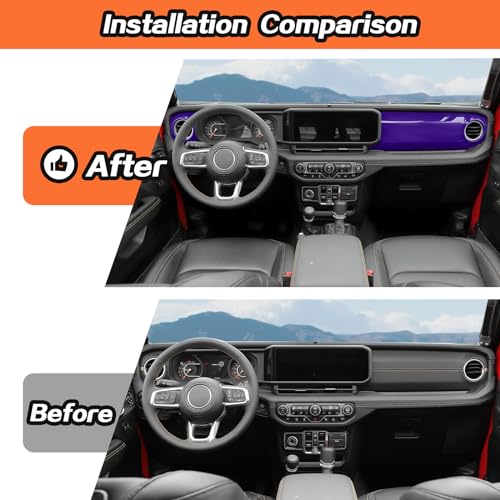 Purple Center Console Dashboard Trim Overlay for 2024+ Jeep Wrangler JL Interior Accessories