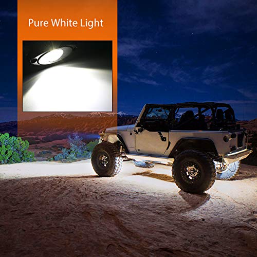 LED Rock Light 6PCS White Light Pods Waterproof Under Body Wheel Well Light Exterior Interior Lights for Car Truck Pickups ATV UTV SUV Motorcycle Boat (8 Count)