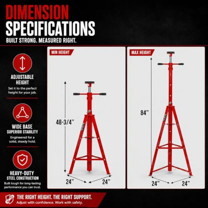 Underhoist Tripod Stand 2 Ton Capacity High Lift Jack Stand Reach Under Hoist Stand High