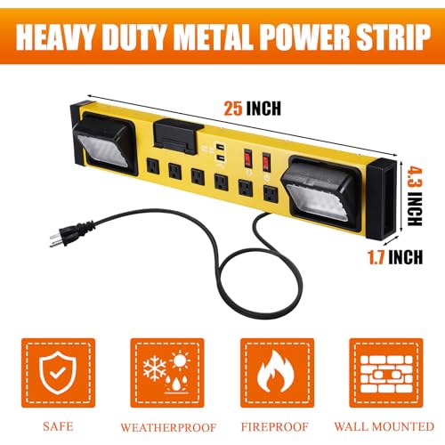 6 Outlets Power Strip with LED Worklight
