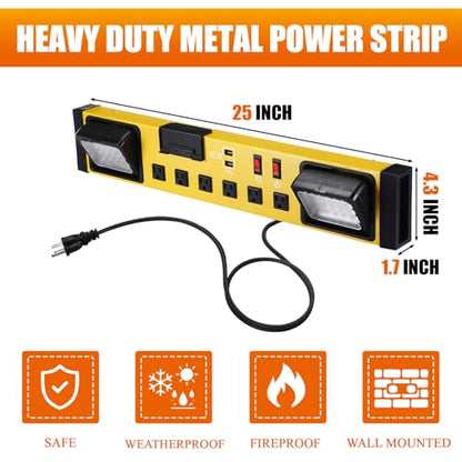 6 Outlets Power Strip with LED Worklight