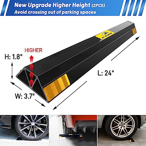 New Upgrades) 24" 2 Pcs Heavy Duty Parking Aid for Garage Walls, Parking Gadgets Protects Car, Parking Stopper Easy to Install 2 Packs, 24" L x 3.7" W x 1.8" H