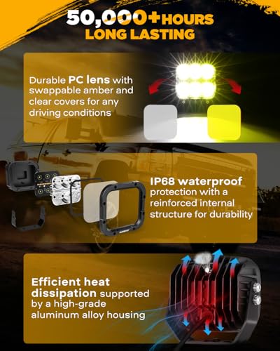 XP Ultra Series 5 Inch LED Offroad Lights Amber White LED Pods