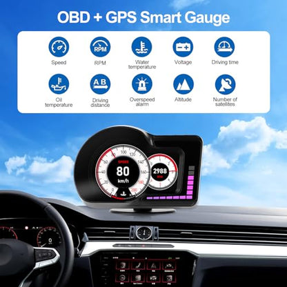 Head Up Display HUD F16 with OBD2 + GPS Dual System Digtial Speedometer