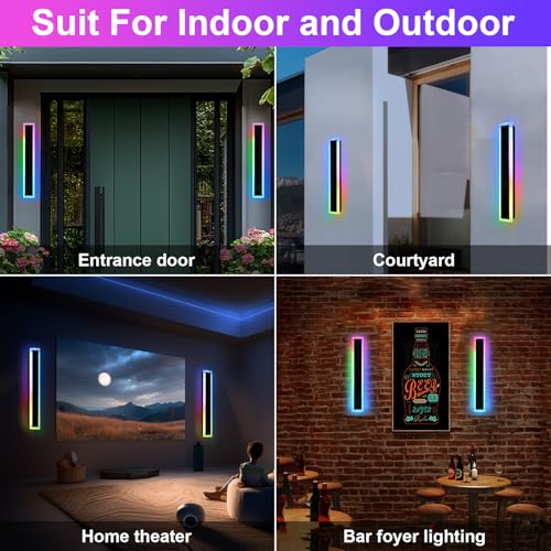 2 Pack Modern RGB Outdoor Wall Light (2 Count)
