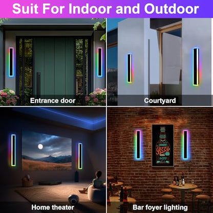 2 Pack Modern RGB Outdoor Wall Light (2 Count)