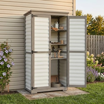 Tall Outdoor Storage Cabinet with Adjustable Shelves