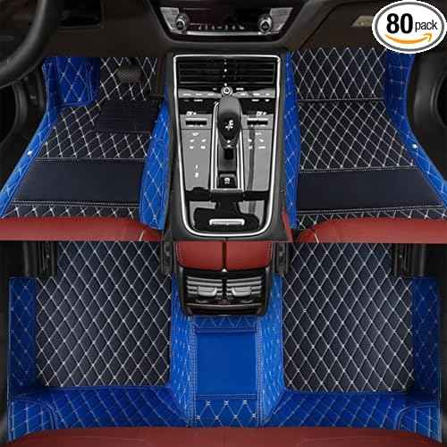 TREGOO All-Weather Anti Slip Floor mat is Suitable mats for floo of All for Tesla Models from 2012 to 2025 (Edge Blue, Middle Black, Beige)