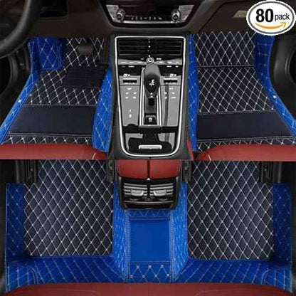 TREGOO All-Weather Anti Slip Floor mat is Suitable mats for floo of All for Tesla Models from 2012 to 2025 (Edge Blue, Middle Black, Beige)