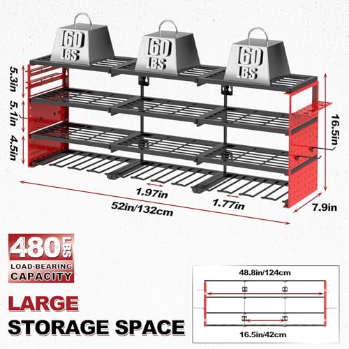 52" Metal Power Tool Organizer Wall Mount