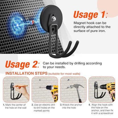 2 Pack Large Strong Magnetic Hooks for Hanging Heavy Duty (2 Count)