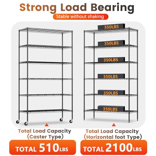 6 Tier Wire Shelf with Wheels
