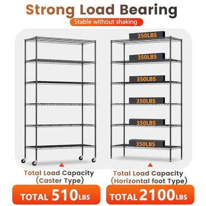 6 Tier Wire Shelf with Wheels