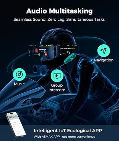 F1s Motorcycle Bluetooth Headset with Smart Voice Control (2 Count)