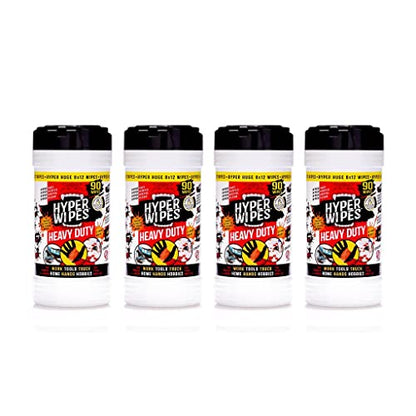 Hyper Wipes 4 Pack Heavy Duty Hand & Tool Cleaning Wipes (360 Count)