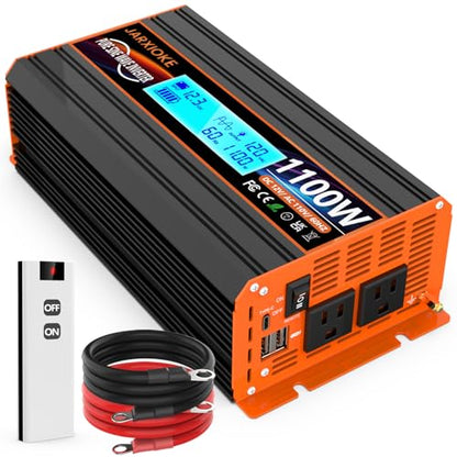 1100 Watt Pure Sine Wave Power Inverter 12V DC to 110V 120V Converter for Family RV Off Grid Solar System Car with Type