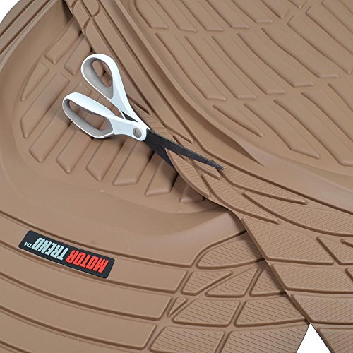 Beige Heavy Duty Front & Rear Rubber Floor Mats Universal Liners for Car SUV Van & Truck