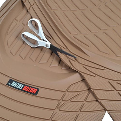 Beige Heavy Duty Front & Rear Rubber Floor Mats Universal Liners for Car SUV Van & Truck