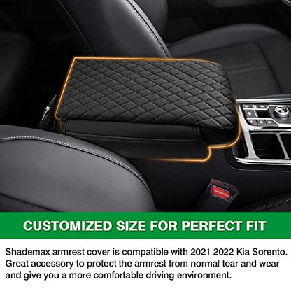 Center Console Cover Kia Sorento Accessories 2026 2025 2024 2023 2022 2021 Armrest Cover Center Console Pad for Kia Sorento PU Leather Armrest Seat Box Cover Protector w