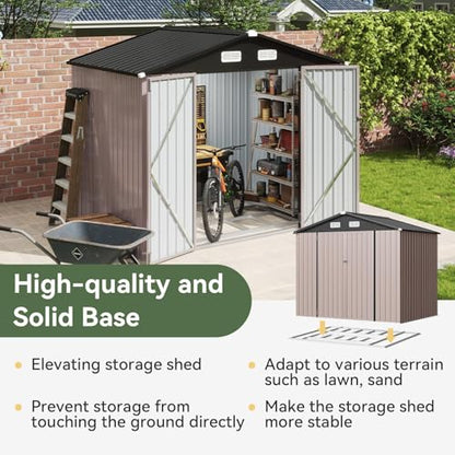 8'x6' Outdoor Storage Shed with Base