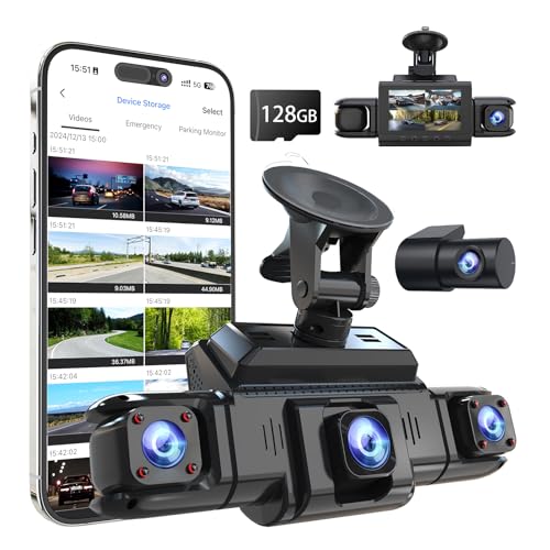 360 View 4 Channel Dash Cam Front and Rear Left Right Inside Camera for Cars