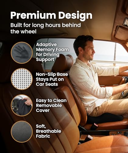 Elevate Series by Everlasting Comfort Doctor Recommended Memory Foam Seat Cushion for Office Chairs & Car