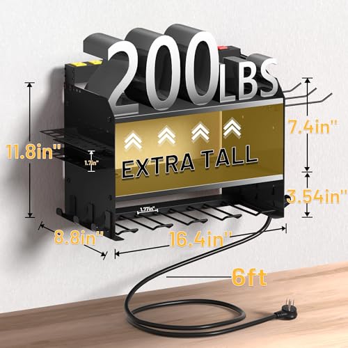 Power Tool Organizer Wall Mount with Charging Station & 8 Outlet