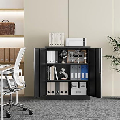 Metal Garage Storage Cabinet with 2 Doors and 2 Adjustable Shelves