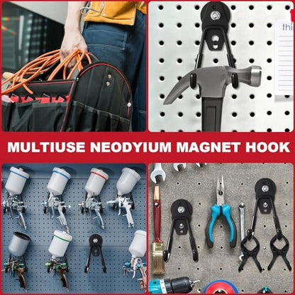 10 Pcs Large Magnetic Hooks Heavy Duty Garage Magnet Hooks Strong Storage Utility Magnetic Hangers with Anti Slip Rubber Coating for Indoor and Outdoor Hanging