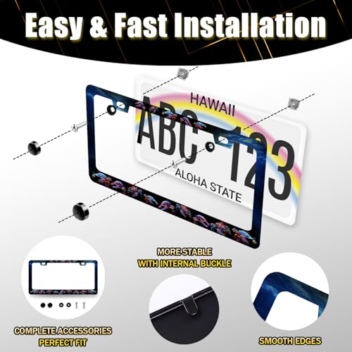 Sea Turtle License Plate Frame Blue Turtles License Holder with 2 Holes