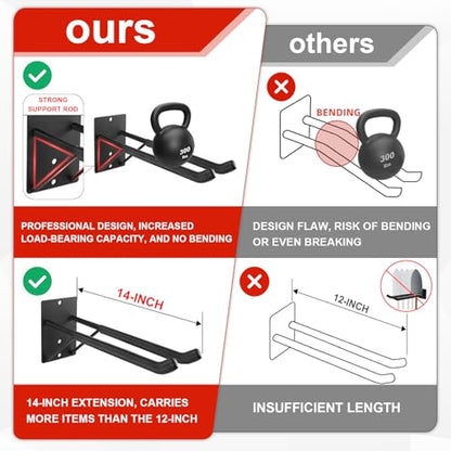 14" Large Heavy Duty Garage Hooks (4 Count)