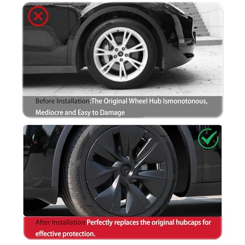 Wheel Cover Fits for Tesla Model Y Hubcap 19 Inch 2020 (4 Count)