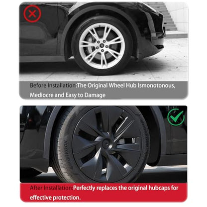 Wheel Cover Fits for Tesla Model Y Hubcap 19 Inch 2020 (4 Count)