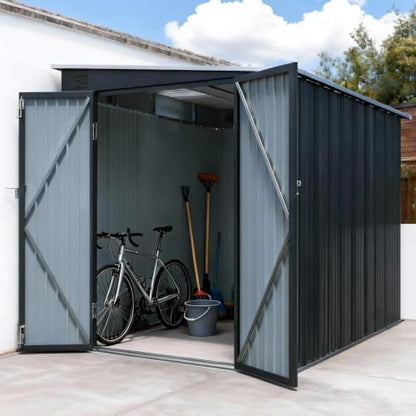 6x8 FT Lean to Shed with Lockable Double Doors