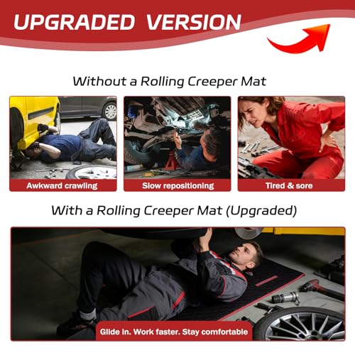 Upgraded Rolling Creeper Mat for Mechanics