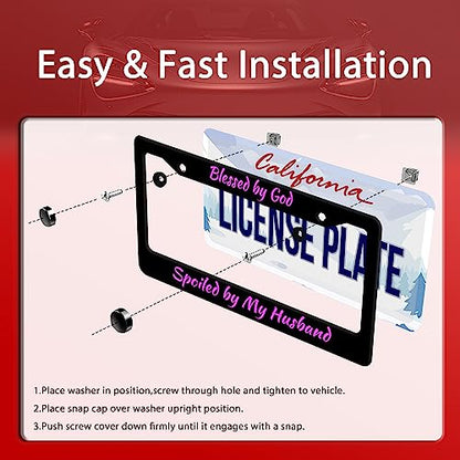 Blessed by God Spoiled by My Husband License Plate Frame 12.3" x 6.3"