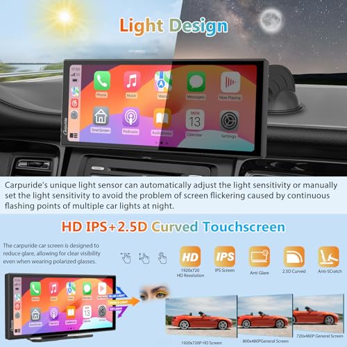 11.26" 125S CarPlay Android Auto Screen with Triple Dash Cam