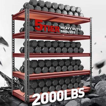 2000LBS Garage Shelving Heavy Duty 72''H Storage Shelves 5 Tier Heavy Duty Shelving (4 Count)