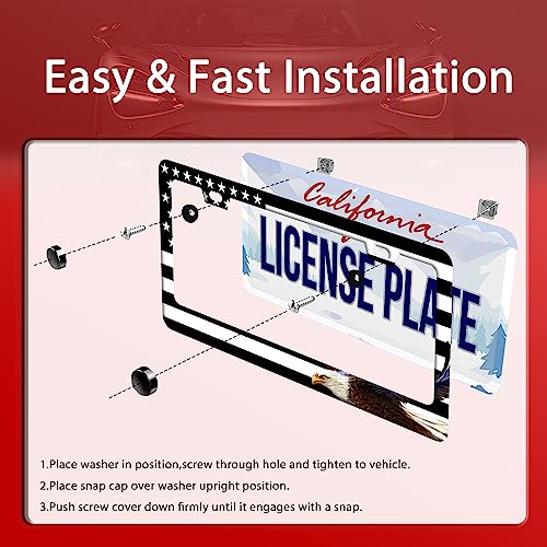 American Flag Eagle License Plate Stainless Steel Parts 12.3" x 6.3"