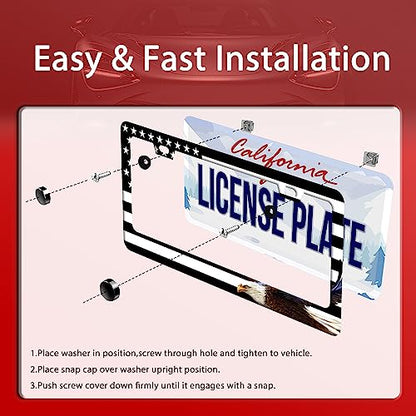 American Flag Eagle License Plate Stainless Steel Parts 12.3" x 6.3"