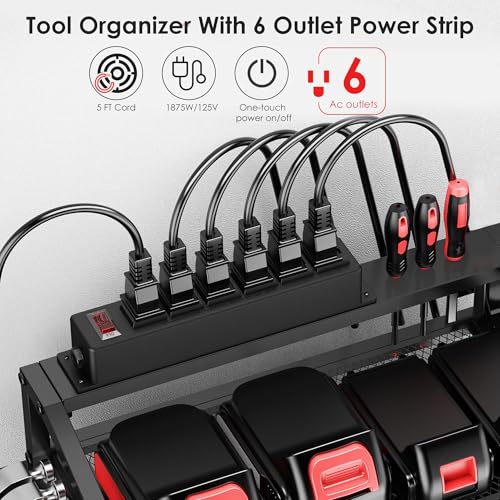 Power Tool Organizer Wall Mount with Charging Station