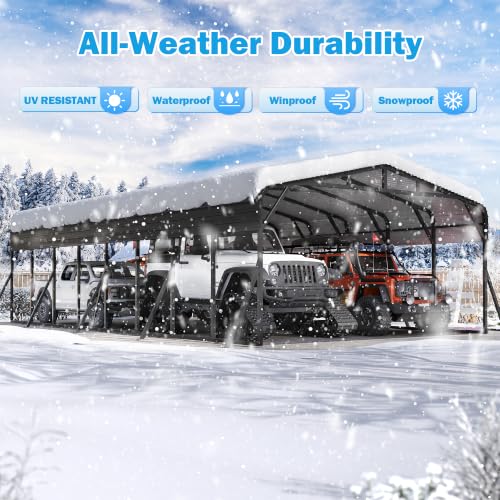 20X40 FT Heavy Duty Metal Carport Canopy with Triangle Frame Base