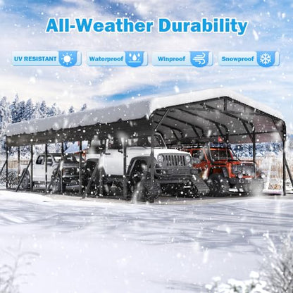 20X40 FT Heavy Duty Metal Carport Canopy with Triangle Frame Base