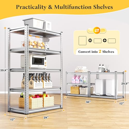 Galvanized Garage Shelving with PP Boards for Pantry Office Garage (2 Count)