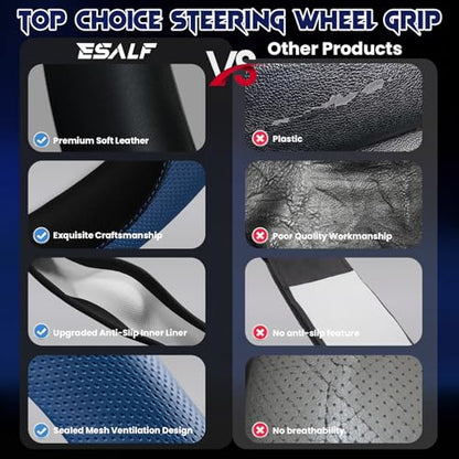 Soft Leather Steering Wheel Cover with Breathable Design and Anti