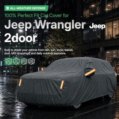 Waterproof Heavy Duty Car Cover Custom Fit Jeep Wrangler 2 Door JK JL CJ YJ TJ