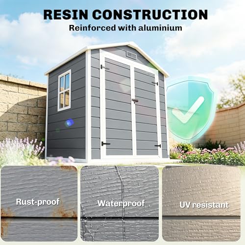 6' x 4.5' Outdoor Storage Shed Waterproof Resin with Floor Gray
