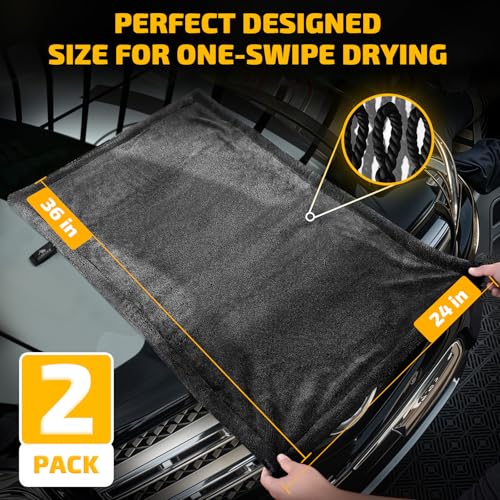 2 Pack 1200 GSM Car Drying Towels