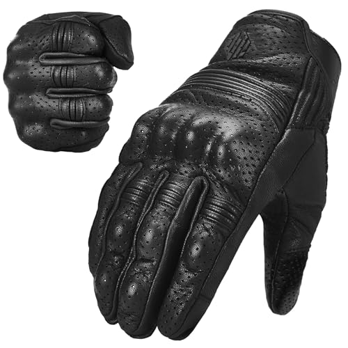 Goatskin Leather Motorcycle Motorbike Powersports Racing Gloves Touchscreen for Men and Women Model DN01