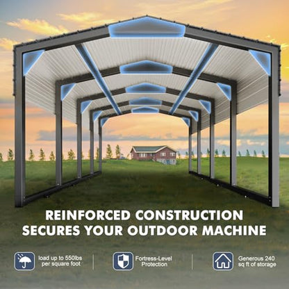 Military Grade Metal Carport 12x20 FT
